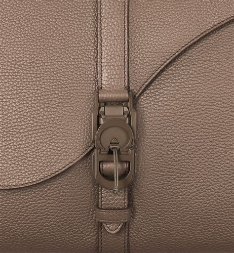 Dior Pillow Bag with Strap Brown Grained Calfskin 